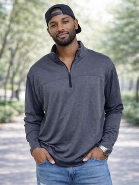 Men's Unbranded Gray Quarter-Zip Sweatshirt XL